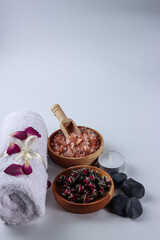 spa still life with towel and candle