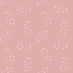 Vector seamless pattern with an abstract pattern of pink spots and dots on a pink background. Universal design for poster, greeting card, invitation, fabric, bedding, baby clothes