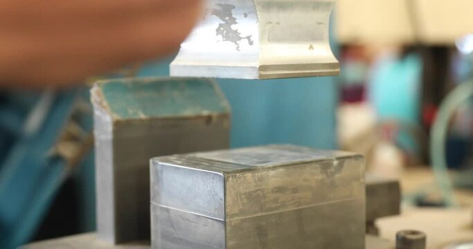 Worker Placing A Plastic Product In A Machine For Ultrasonic Welding -Close Up , 4K