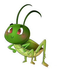 Funny green grasshopper