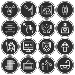 16 pack of love  lineal web icons set