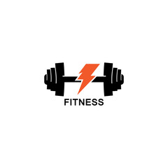 Obraz premium Fitness club logo with barbell Gym badge, vector illustration template