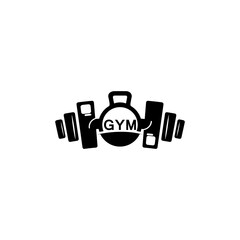 Fitness club logo with barbell Gym badge, vector illustration template