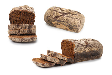 Brown bread isolated on white background.