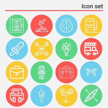 16 pack of power  lineal web icons set