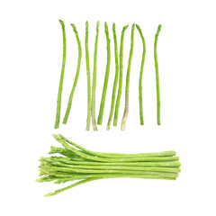 Fresh green asparagus isolated on white with clipping path