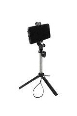smart phone and tripod isolated on white background with clipping path