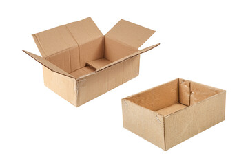 open old cardboard box isolated on white