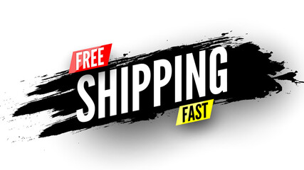 Free fast shipping banner with brush stroke. Vector illustration. © Albert999