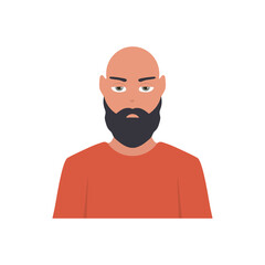 Bald man with a beard. Bald man's avatar. Vector.