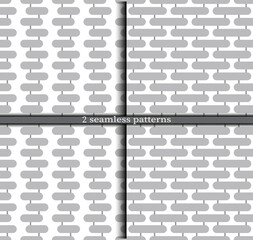 Set of unusual patterns with chain from grey rounded rectangles on white background. Seamless texture for wrapping, textile