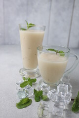 Jus sirsak. Soursop juice in glass.