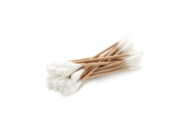 White cotton swabs isolated on white background