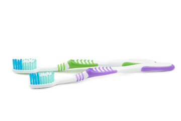 Toothbrushes set isolated on a white background.
