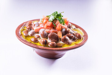 foul or ful Modammas Fava Beans Traditional Dish of Beans for all arab - White background 
