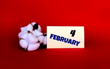 February 4 on a yellow sticker.Next to it is cotton on a red background .Last month of...