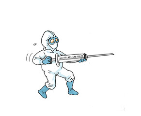 Chemical Protective Clothing, cartoon illustration