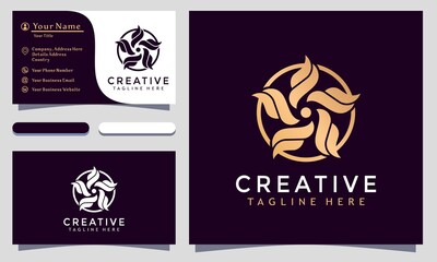 Fototapeta premium Modern Elegant Star Flower Logo Design and template. Gold creative Flower Cosmetic Logos icon vector business card