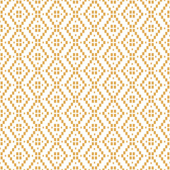 Ethnic Gold and White Vector Pattern with rhombs. Geometric Ornament