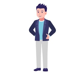 Short-haired man in a dark blue jacket