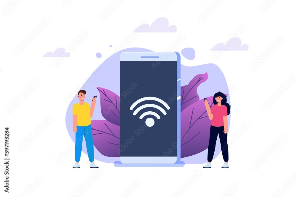 Poster wifi connection concept. remote connected devices. vector illustration.
