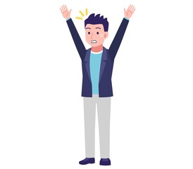 びっくりしている若い男性