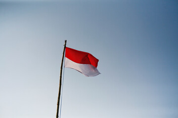 flag on the wind. indonesian red and white flag