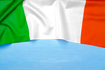 National flag of Italy on wooden background