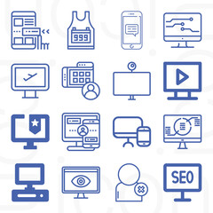 16 pack of desktop  lineal web icons set