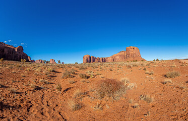 Majestic rock formations in the Monument National park in Utah during daytime in winter