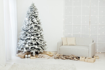 white Christmas tree interior decor for the new year