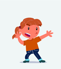  cartoon character of little girl on jeans arguing angry