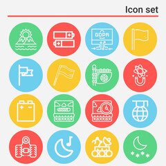 16 pack of celestial  lineal web icons set