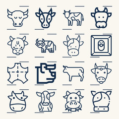 Simple set of calf related lineal icons.