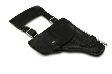 leather holster for a pistol on a white background
