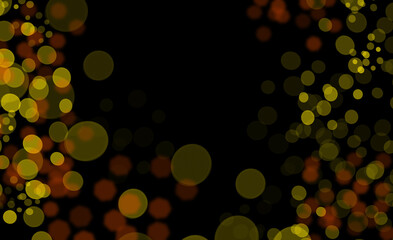 Bokeh on a black background. happy Christmas and Happy New year decoration. colored circles for the holiday.