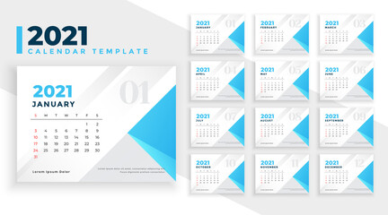 elegant simple 2021 new year calendar template design