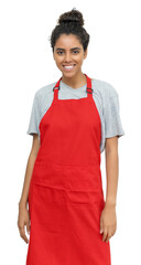 Laughing brazilian waitress or female clerk
