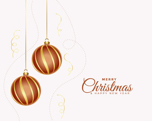 elegant merry christmas card with realistic ball