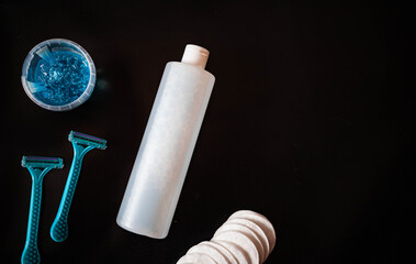 women's cosmetics on a black background