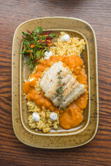 diet boiled fish with vegetables and herbs