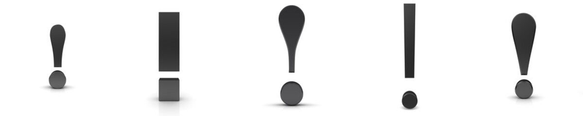 Fototapeta premium Exclamation point Exclamation mark black 3d