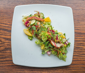 salad with smoked eel and herbs