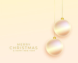 shiny merry christmas greeting with balls decoration