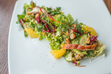 salad with smoked eel and herbs