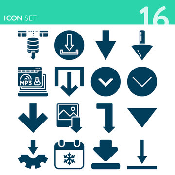 Simple set of 16 icons related to scheduling