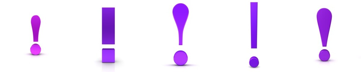 Exclamation point exclamation mark purple 3d