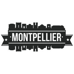Obraz premium Montpellier France Europe Skyline Silhouette Design City Vector Art Famous Buildings Stamp Stencil.