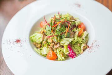 fresh vegetable salad with homemade oil