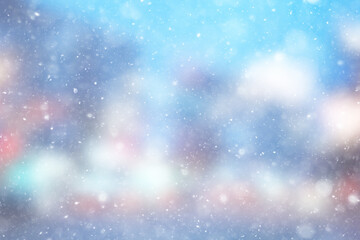 abstract blue background snow snowflakes, new year, glow design